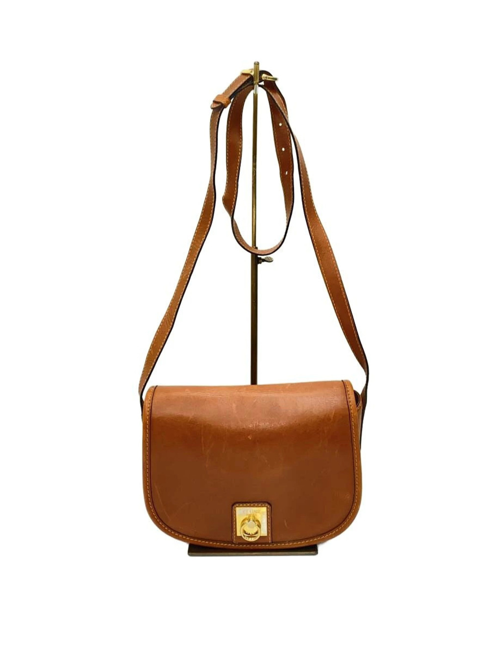 Celine Flap Crossbody Bag Leather Camel Brown